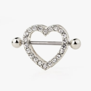 Nipple shield with studded heart shape